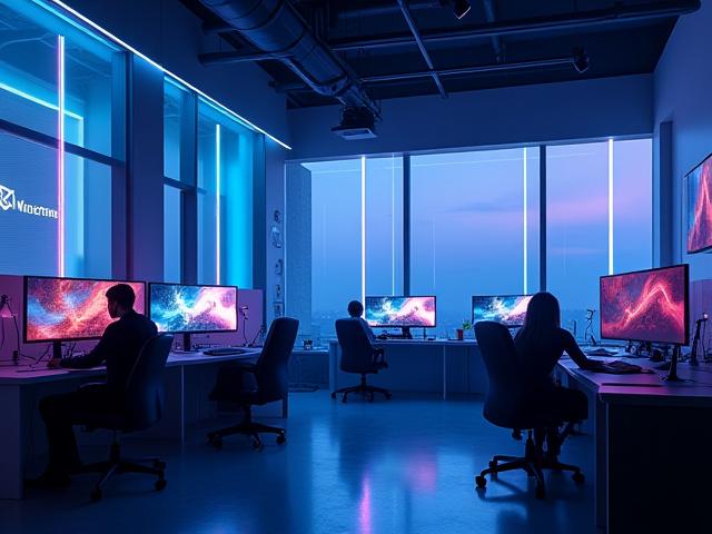 HikariMoriスタジオ内部、最新の機材とクリエイティブな雰囲気が混在